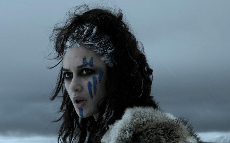 woman with blue face paint