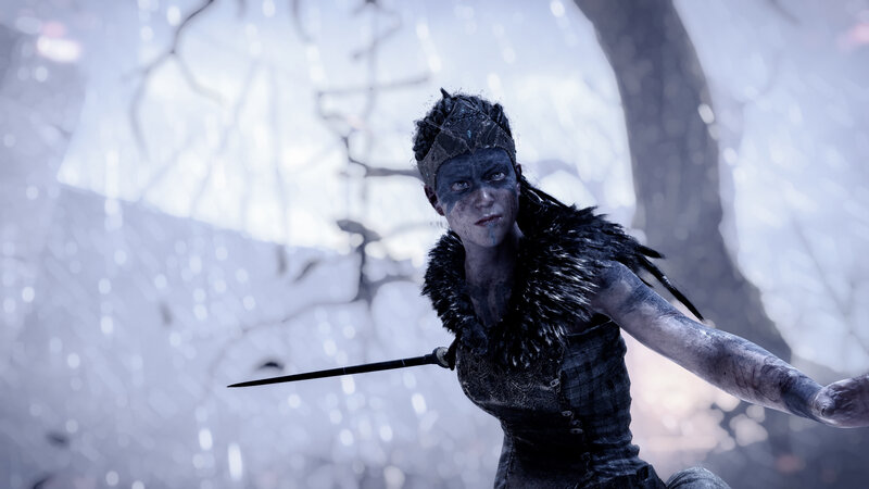 Woman with Blue Face Paint — Dramatic, Tense