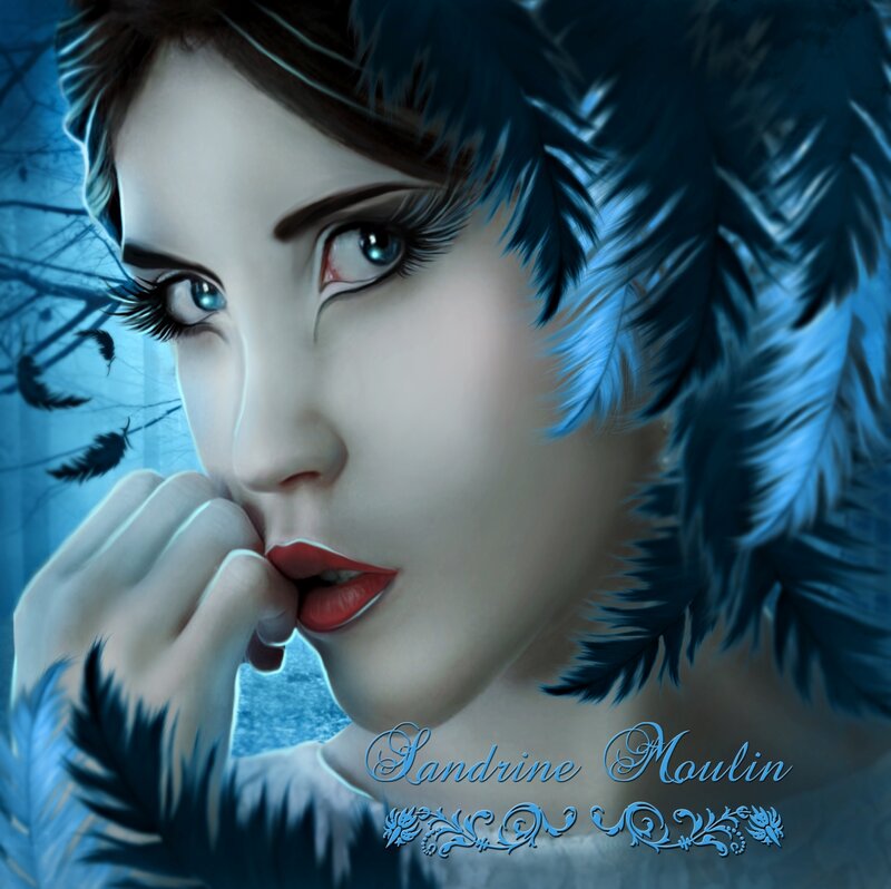 Woman with Blue Feathers — Dramatic, Night