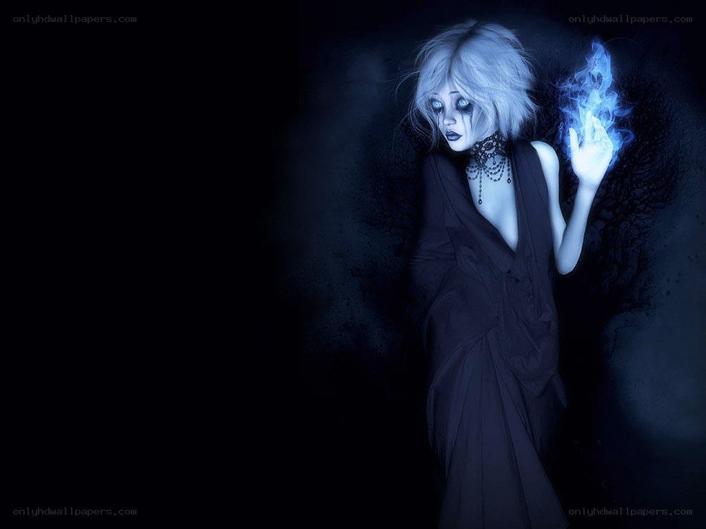 woman with blue flame