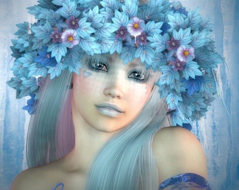 Woman with Blue Floral Crown