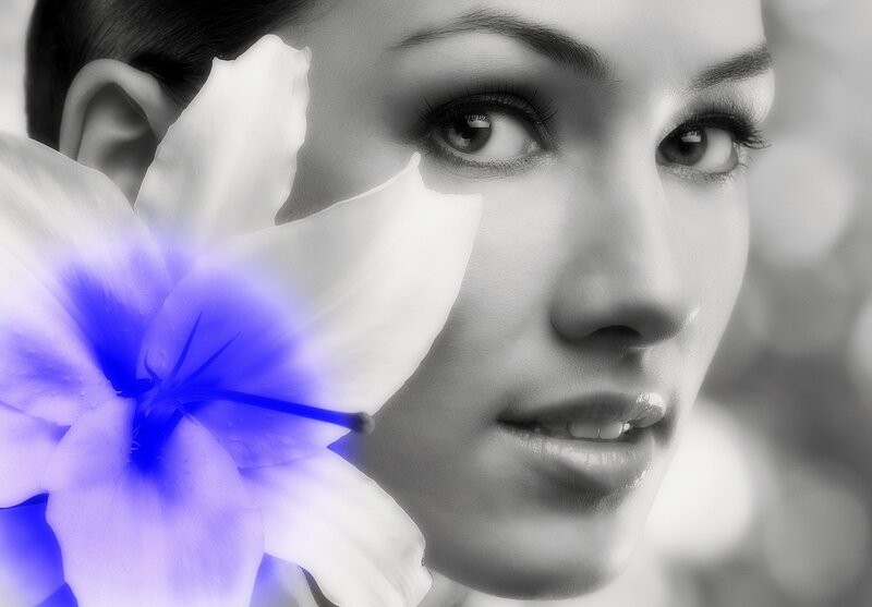 Woman with Blue Flower — Black