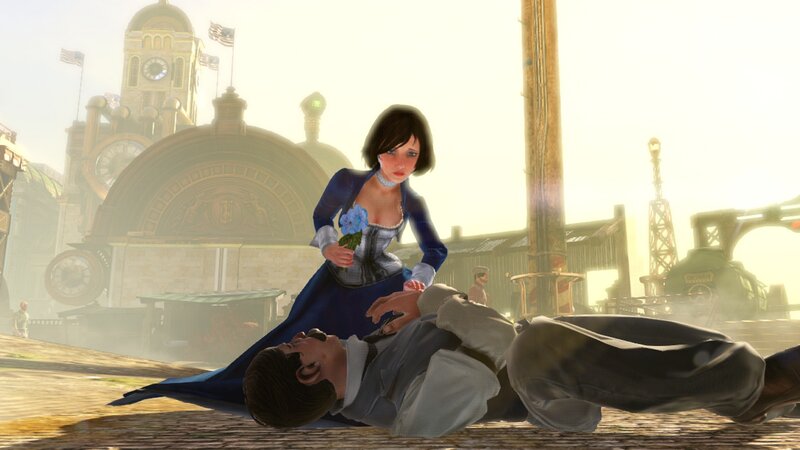 Woman with Blue Flower — Dramatic, Afternoon