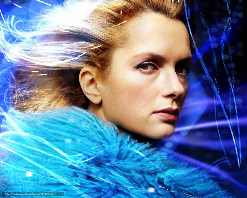 woman with blue fur coat