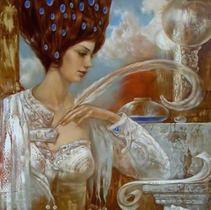 Woman with Blue Gems