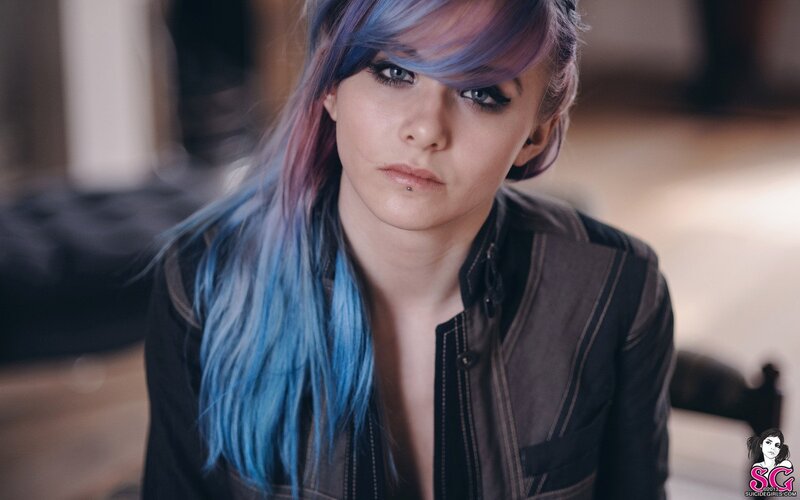woman with blue hair