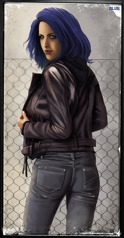 woman with blue hair