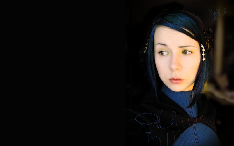 Woman with Blue Hair — Black, Dramatic