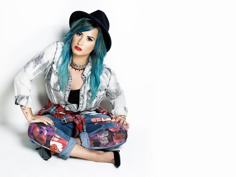 Woman with Blue Hair — Confident, Photograph, Hat