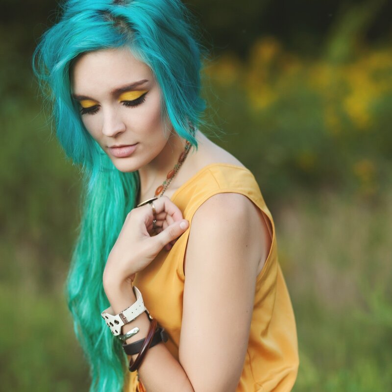 Woman with Blue Hair — Contemplative, Afternoon