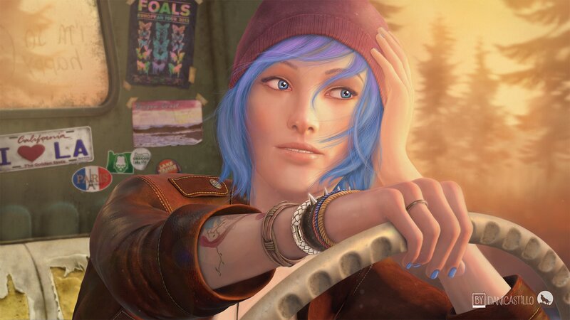 Woman with Blue Hair — Contemplative
