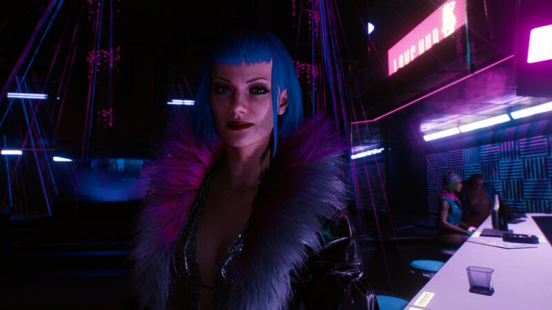 Woman with Blue Hair — Dark, Futuristic, Night, 3d Render