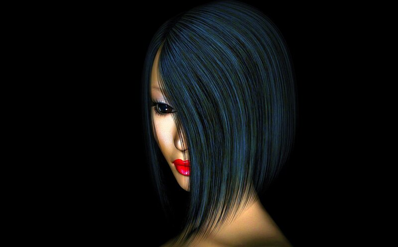 Woman with Blue Hair — Dramatic, 3d Render