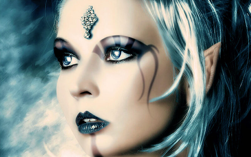 Woman with Blue Hair — Dramatic, Digital Art, Makeup