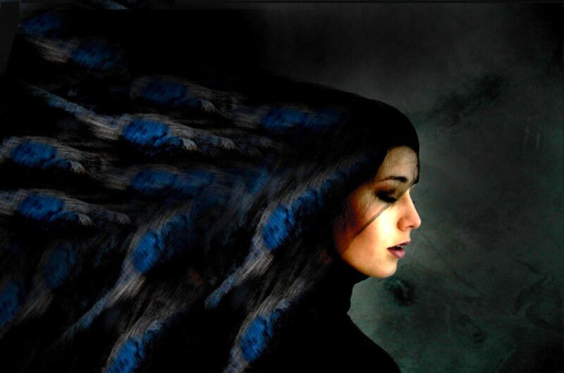 Woman with Blue Hair — Dramatic, Digital Art, Profile, Light