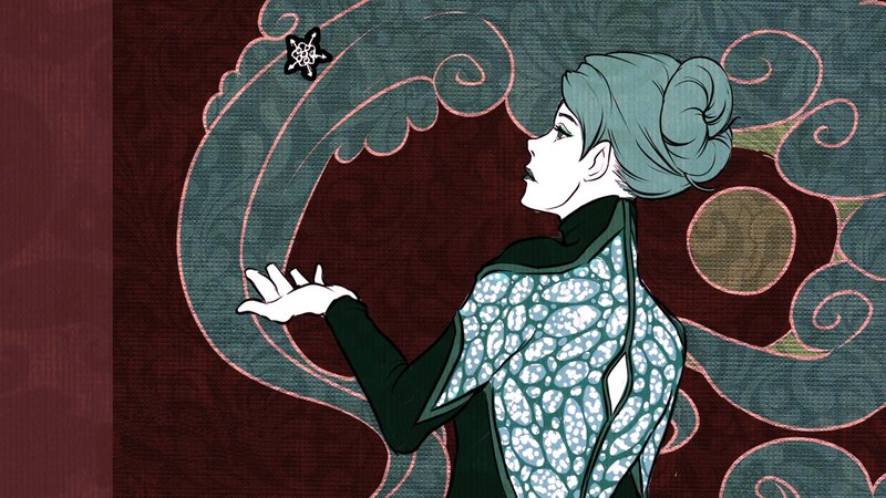 Woman with Blue Hair — Dramatic, Digital Art, Snowflake