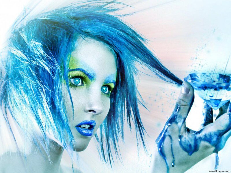 Woman with Blue Hair — Dramatic, Digital Art