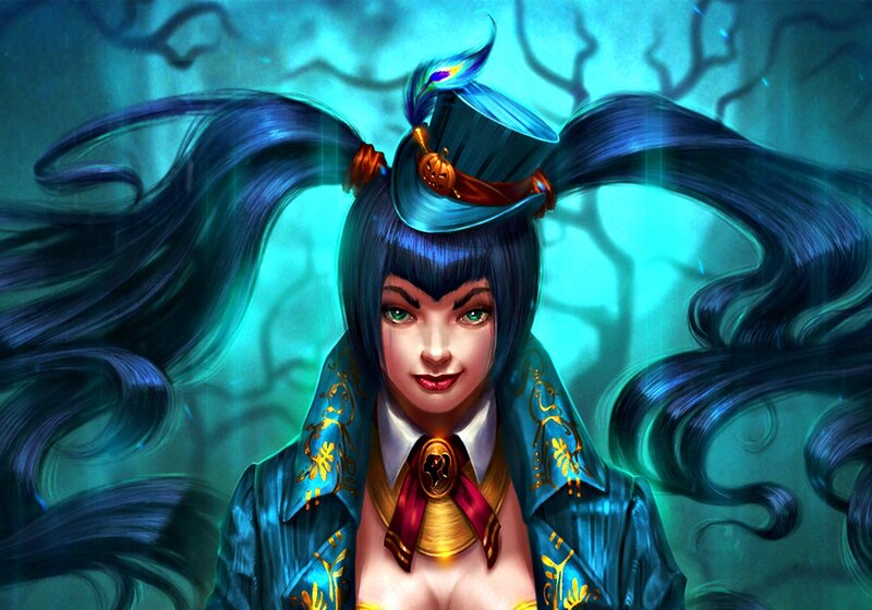 Woman with Blue Hair — Dramatic, Digital Art, Top Hat