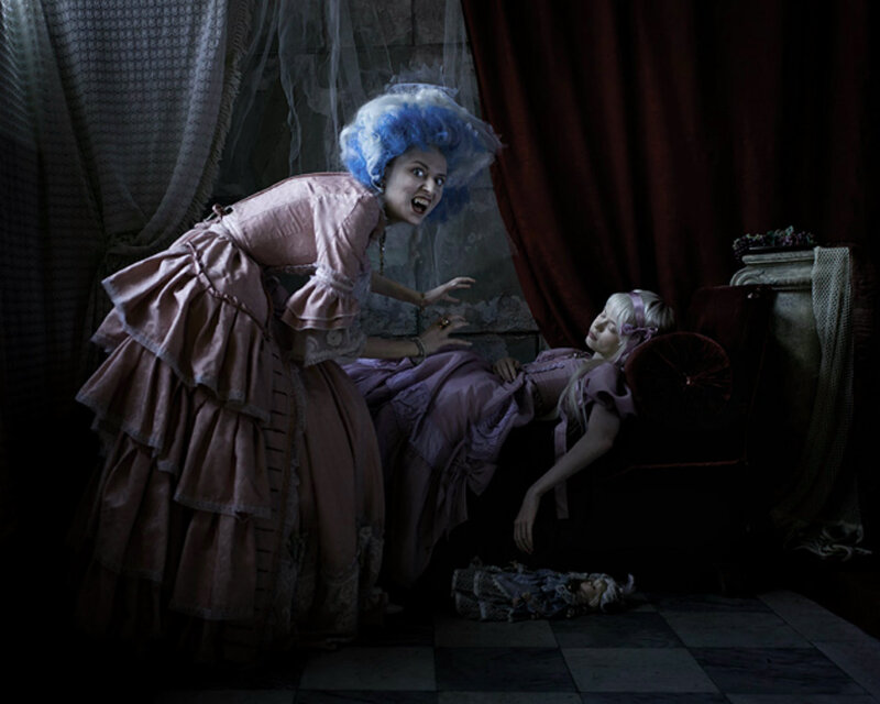 Woman with Blue Hair — Dramatic, Night, Photograph, Doll