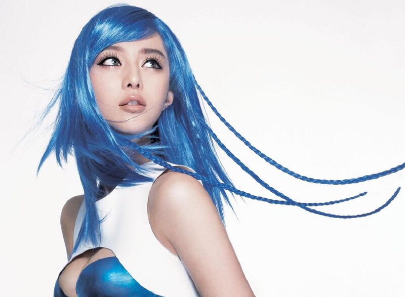 Woman with Blue Hair — Dramatic, Photograph, Blue Wig