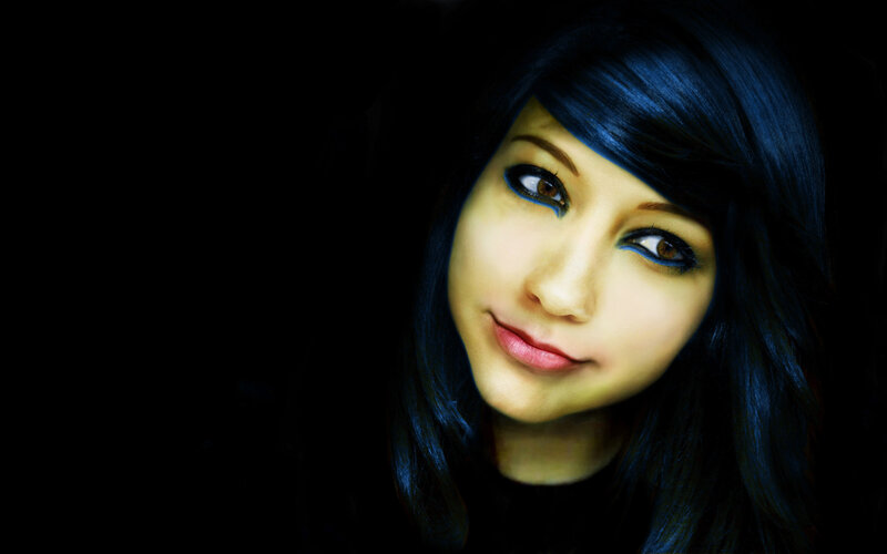 Woman with Blue Hair — Dramatic, Photograph, Eyes, Makeup