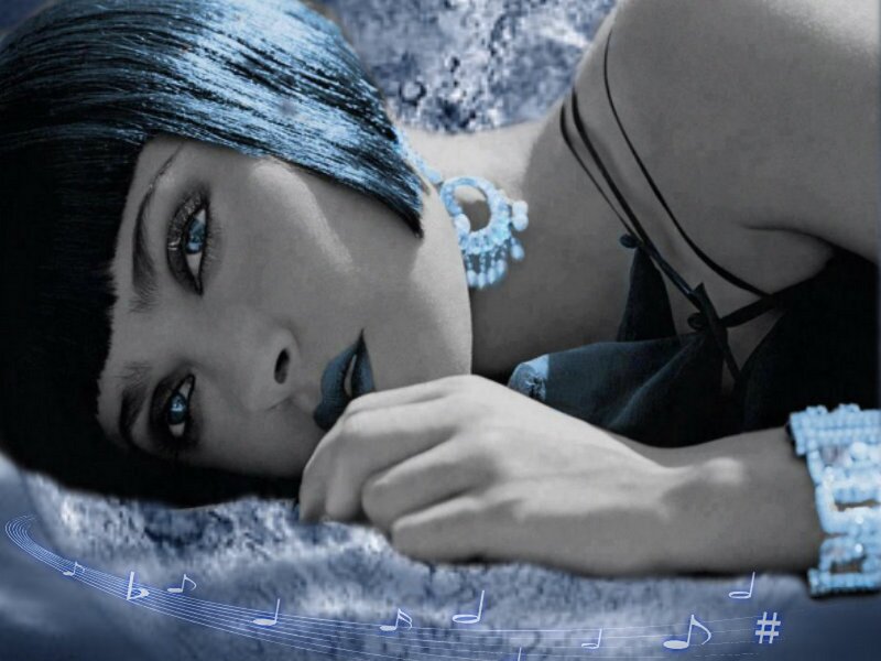 Woman with Blue Hair — Dramatic, Photograph, Necklace