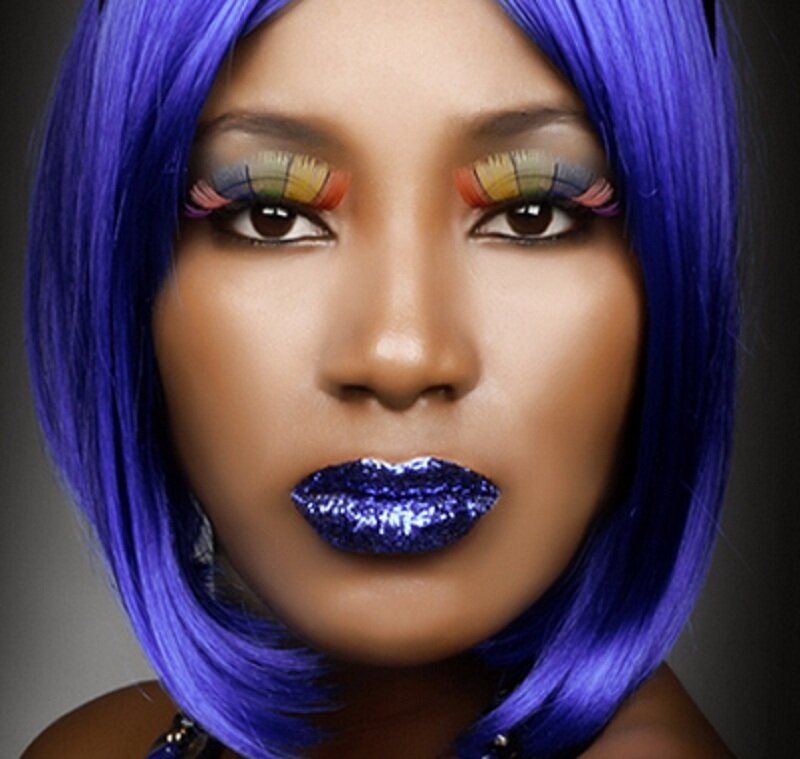 Woman with Blue Hair — Dramatic, Photograph