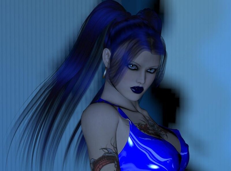 Woman with Blue Hair — Dramatic