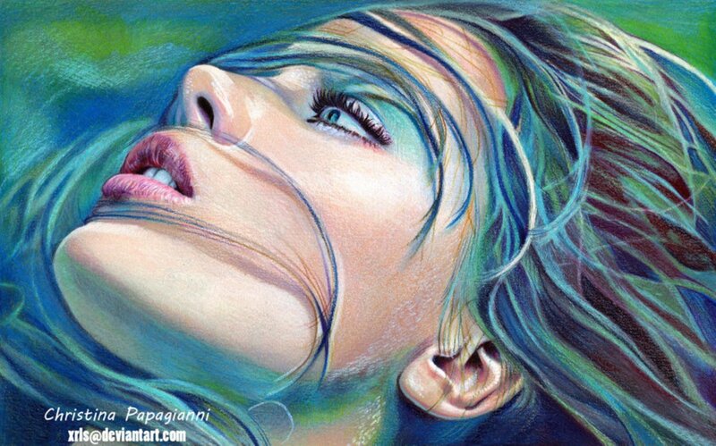 Woman with Blue Hair — Dreamy, Digital Art, Face