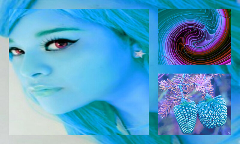 Woman with Blue Hair — Dreamy, Digital Art, Star Earring