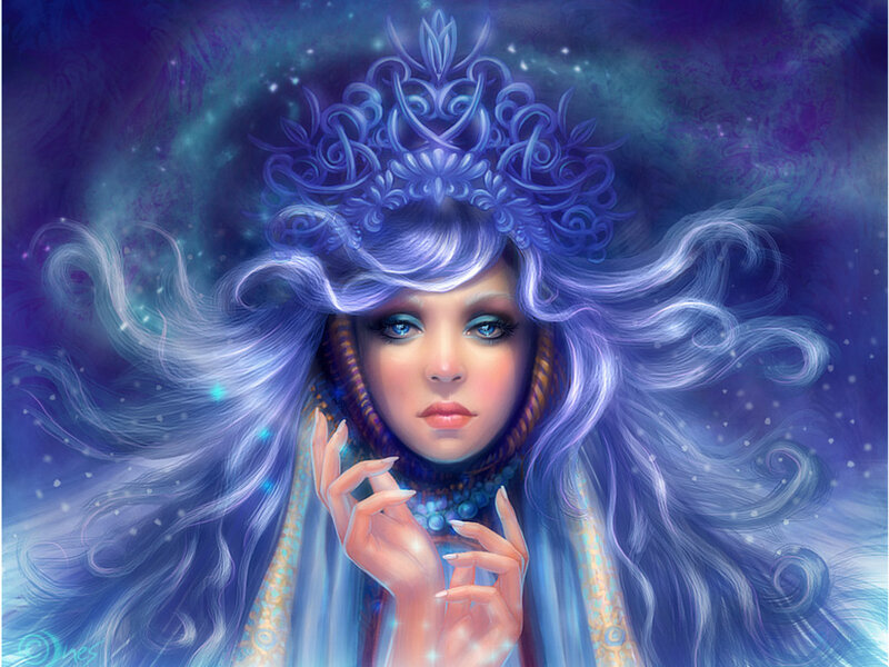Woman with Blue Hair — Ethereal, Digital Art