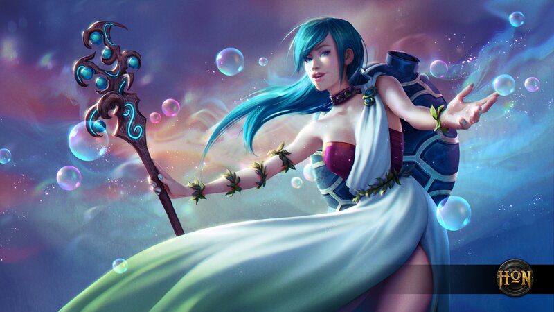 Woman with Blue Hair — Magical, Digital Art, Staff