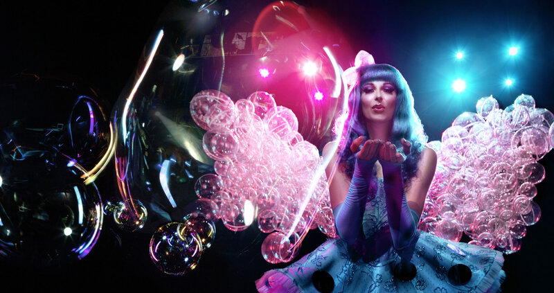 Woman with Blue Hair — Pink, Dramatic, Night