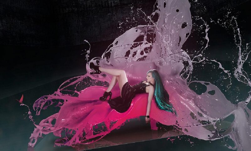 Woman with Blue Hair — Pink, Dramatic