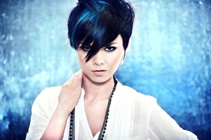woman with blue hair portrait