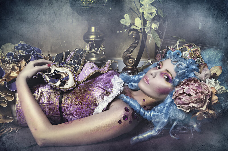 Woman with Blue Hair — Purple, Dramatic