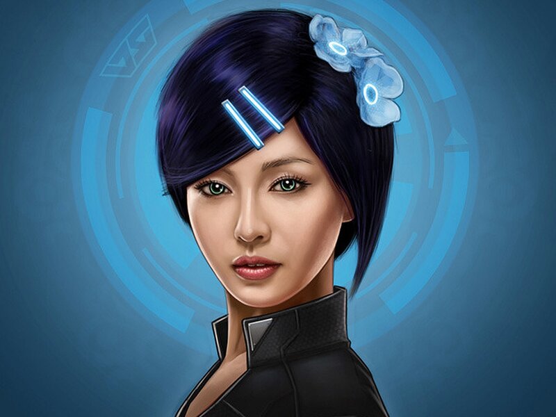 Woman with Blue Hair — Serious