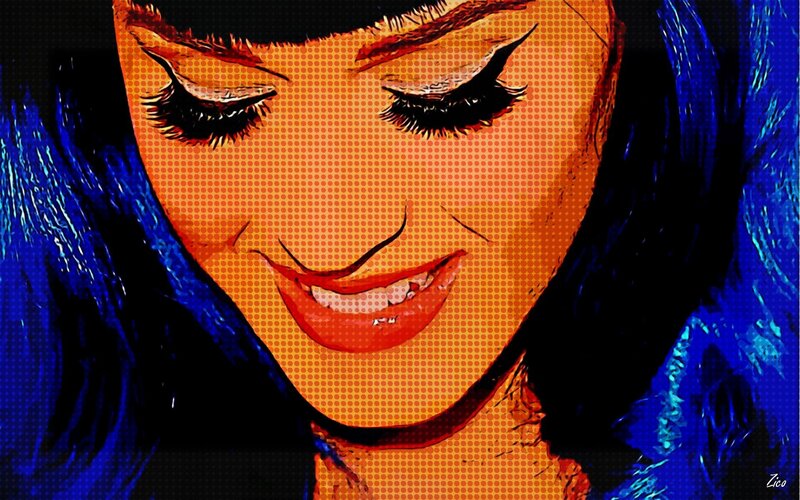 Woman with Blue Hair — Vibrant, Digital Art, Eyes