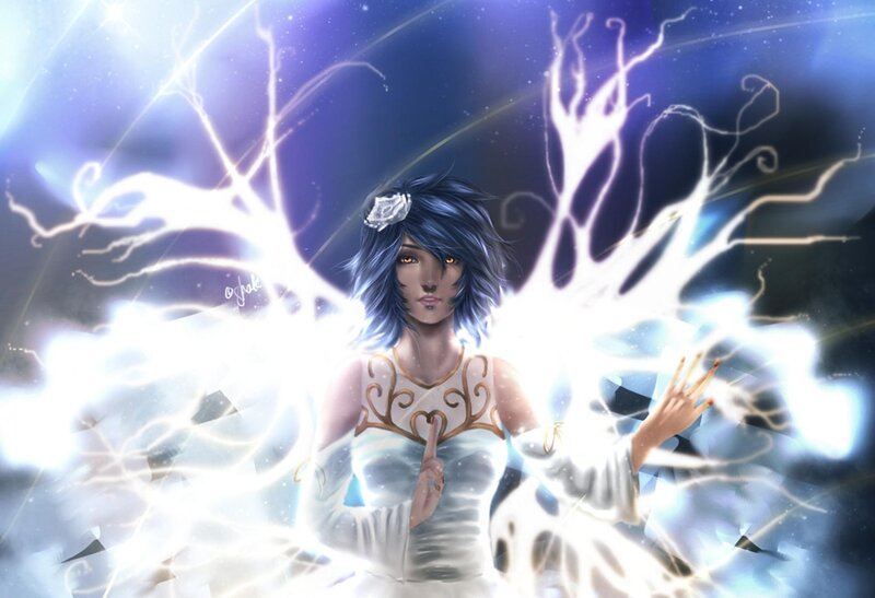 Woman with Blue Hair — White, Dramatic
