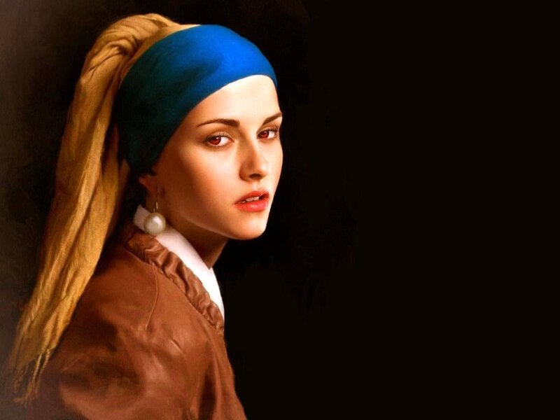 Woman with Blue Headband — Dramatic, Painting