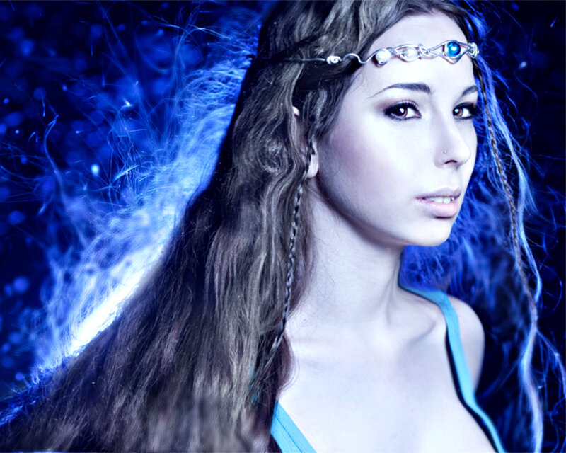 Woman with Blue Headband — Dramatic, Photograph