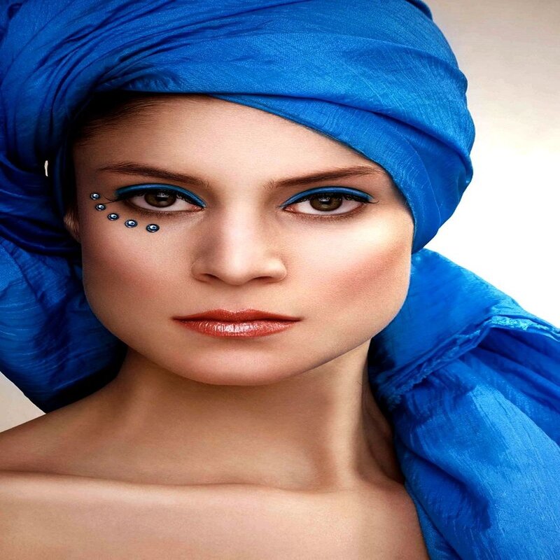 Woman with Blue Headwrap — Dramatic