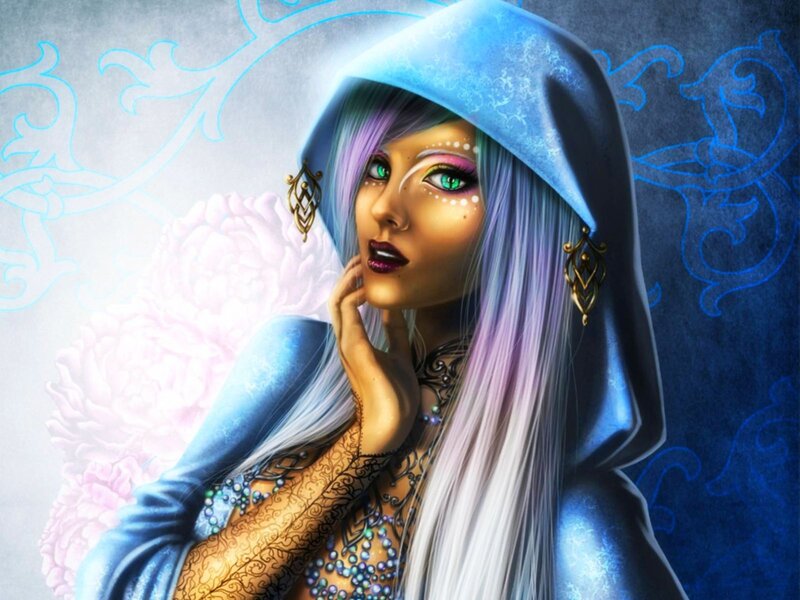 Woman with Blue Hood — Dramatic