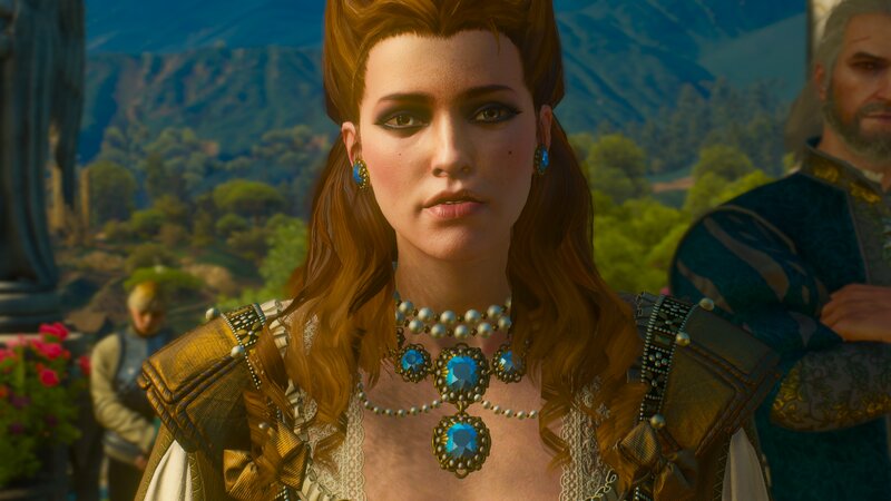 Woman with Blue Jewelry — Brown