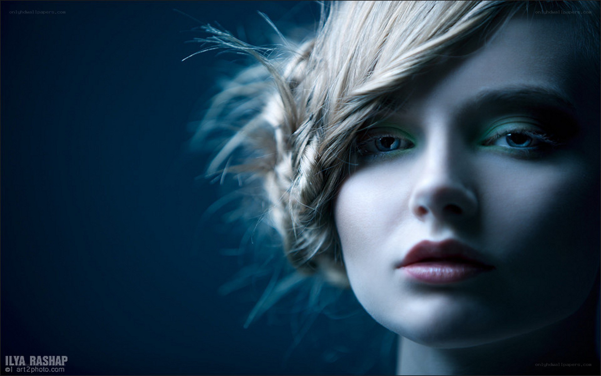 woman with blue lighting