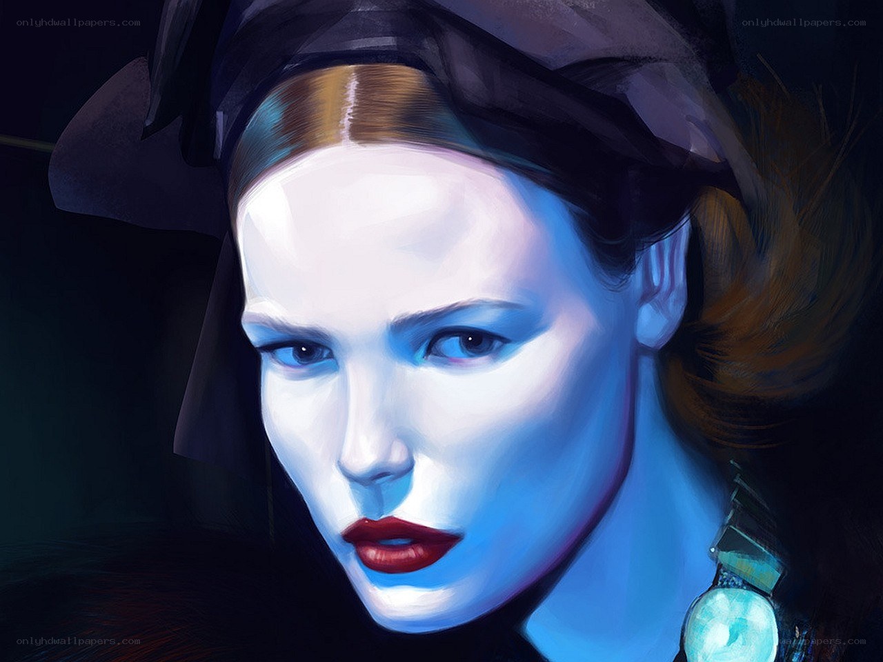woman with blue lighting