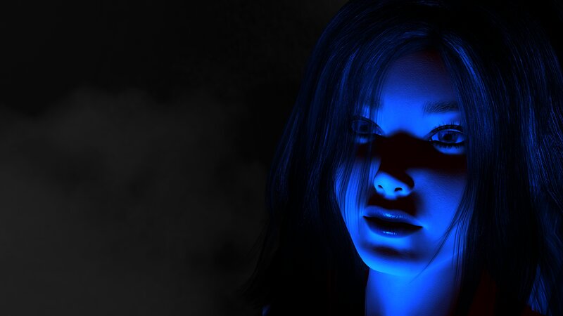 Woman with Blue Lighting — Dark, Dramatic