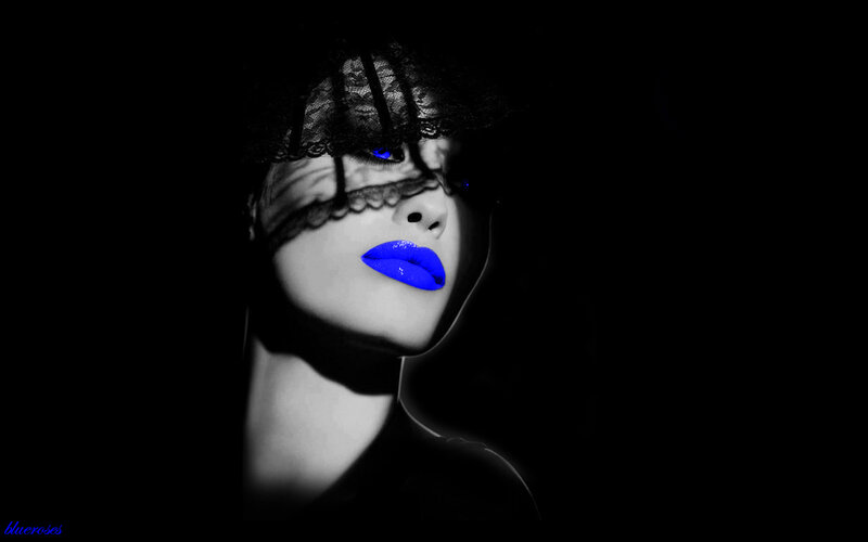 Woman with Blue Lips — Black, Dramatic, Night