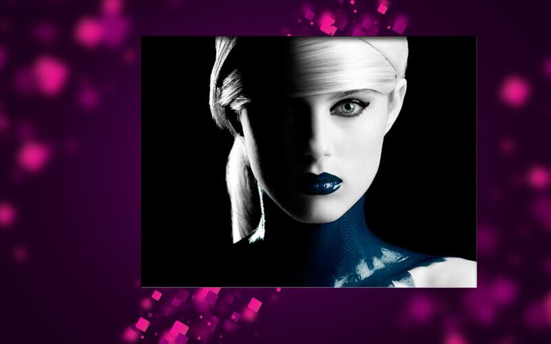 Woman with Blue Lips — Black, Dramatic