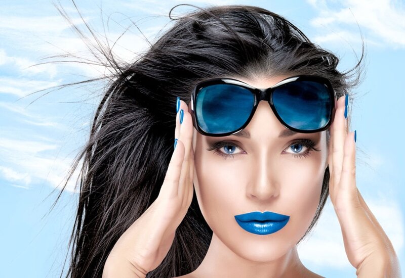 Woman with Blue Makeup — Dramatic, Afternoon, Photograph